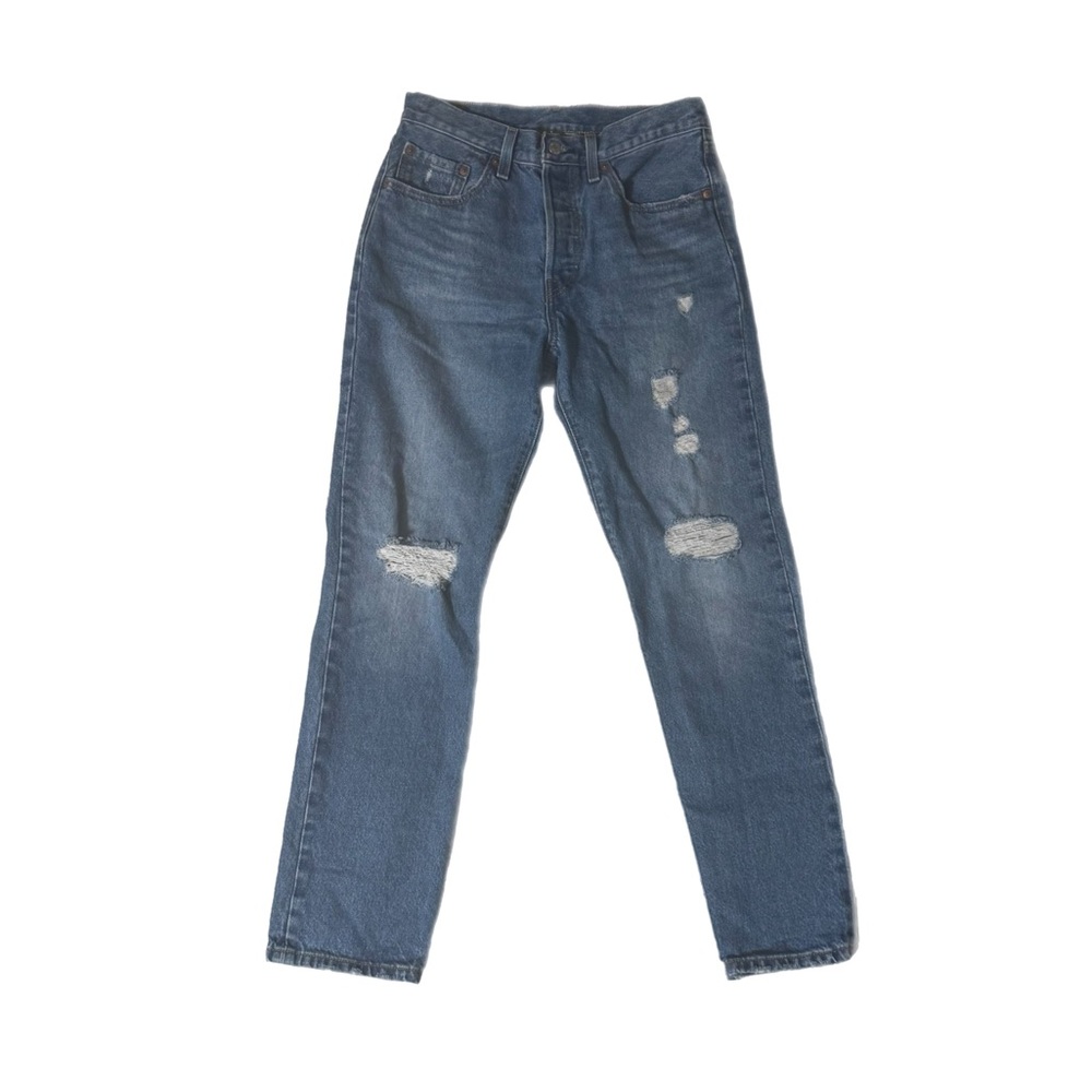 Levi's 501 Distressed Straight Leg Denim Blue Jeans Size W27xL30